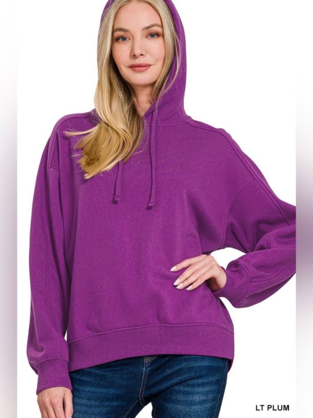 NEW Zenana Hoodie Light Plum Size LARGE